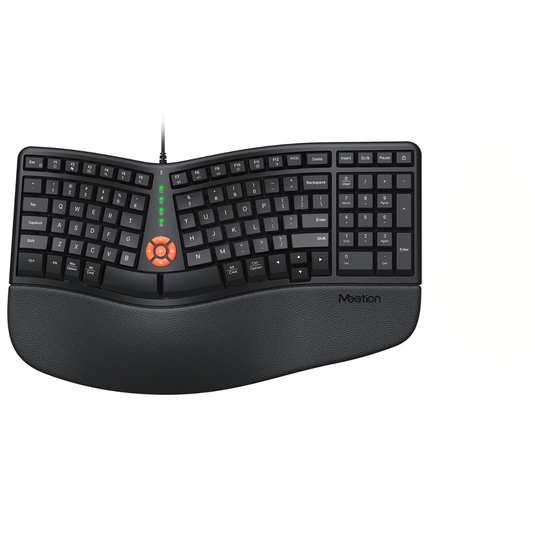 MEETION Director Mini Ergonomic Single Wired Keyboard, Ergo Keyboard , Split Arch Keyboard with Cushioned Wrist Palm Rest, Natural Typing, Windows/Mac/Computer/Laptop