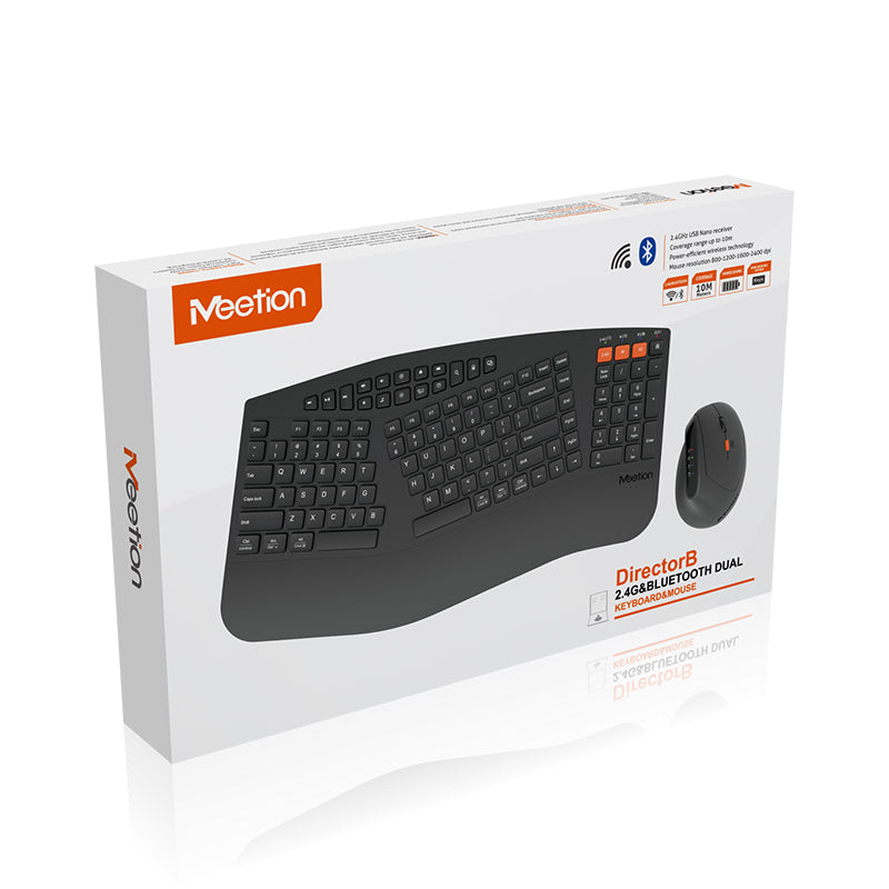 MEETION DirectorB 2025 Upgrade Ergonomic Keyboard and Mouse, Multi-Device Bluetooth Keyboard and Mouse, 4 DPI Adjustable Full-Sized Wireless Keyboard and Mouse, for PC/Computer/Laptop/Window MEETION DirectorB 2025 Upgrade Ergonomic Keyboard and Mouse, Multi-Device Bluetooth Keyboard and Mouse, 4 DPI Adjustable Full-Sized Wireless Keyboard and Mouse, for PC/Computer/Laptop/Window