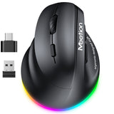 MEETION Left-handed Ergonomic Mouse BTM010L, Wireless Vertical Mouse RGB Backlit Rechargeable Mice for Bluetooth(5.2 + 3.0) & USB-A with USB-C Adapter 4 Adjustable DPI for Mac/Windows/Andriod/PC/Tablet/iPad MEETION Left-handed Ergonomic Mouse BTM010L, Wireless Vertical Mouse RGB Backlit Rechargeable Mice for Bluetooth(5.2 + 3.0) & USB-A with USB-C Adapter 4 Adjustable DPI for Mac/Windows/Andriod/PC/Tablet/iPad