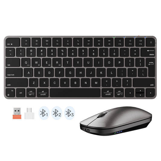 MEETION ikey C210 Wireless Bluetooth Keyboard and Mouse for Mac, Multi Device Quiet Slim Rechargeable Low Profile Apple Layout Magic Keyboard Mouse Combo for iPad, iPhone, iMac, MacBook Air/Pro, for Mac/iPadOS