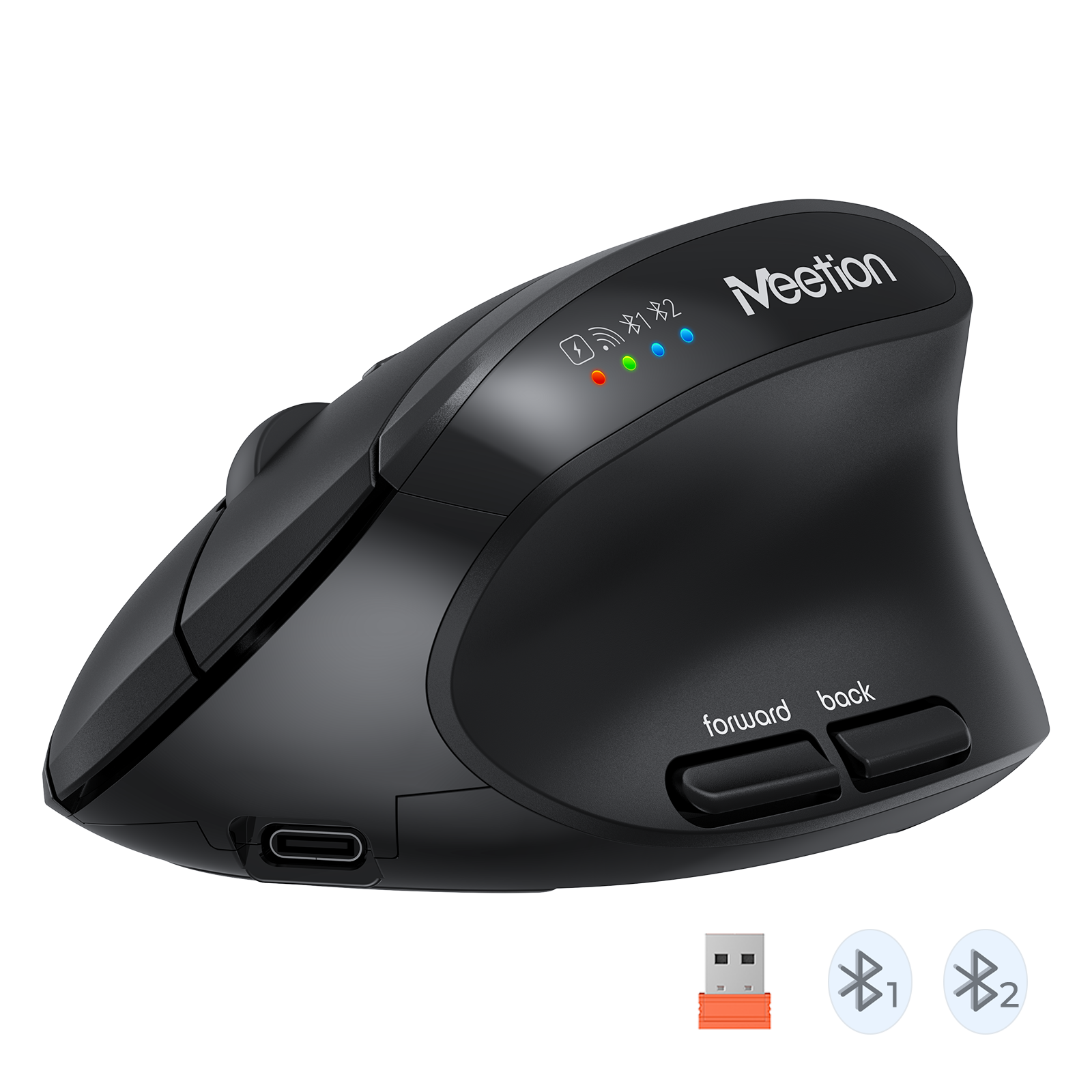 MEETION BTM008 Wireless Mouse, Ergonomic Mouse, Bluetooth Vertical Rechargeable Mice, 4 Adjustable DPI 800-2400, Bluetooth 5.2+5.2+USB Mouse for Windows/Mac, for Laptop/PC/Desktop/Computer/iPad MEETION BTM008 Wireless Mouse, Ergonomic Mouse, Bluetooth Vertical Rechargeable Mice, 4 Adjustable DPI 800-2400, Bluetooth 5.2+5.2+USB Mouse for Windows/Mac, for Laptop/PC/Desktop/Computer/iPad