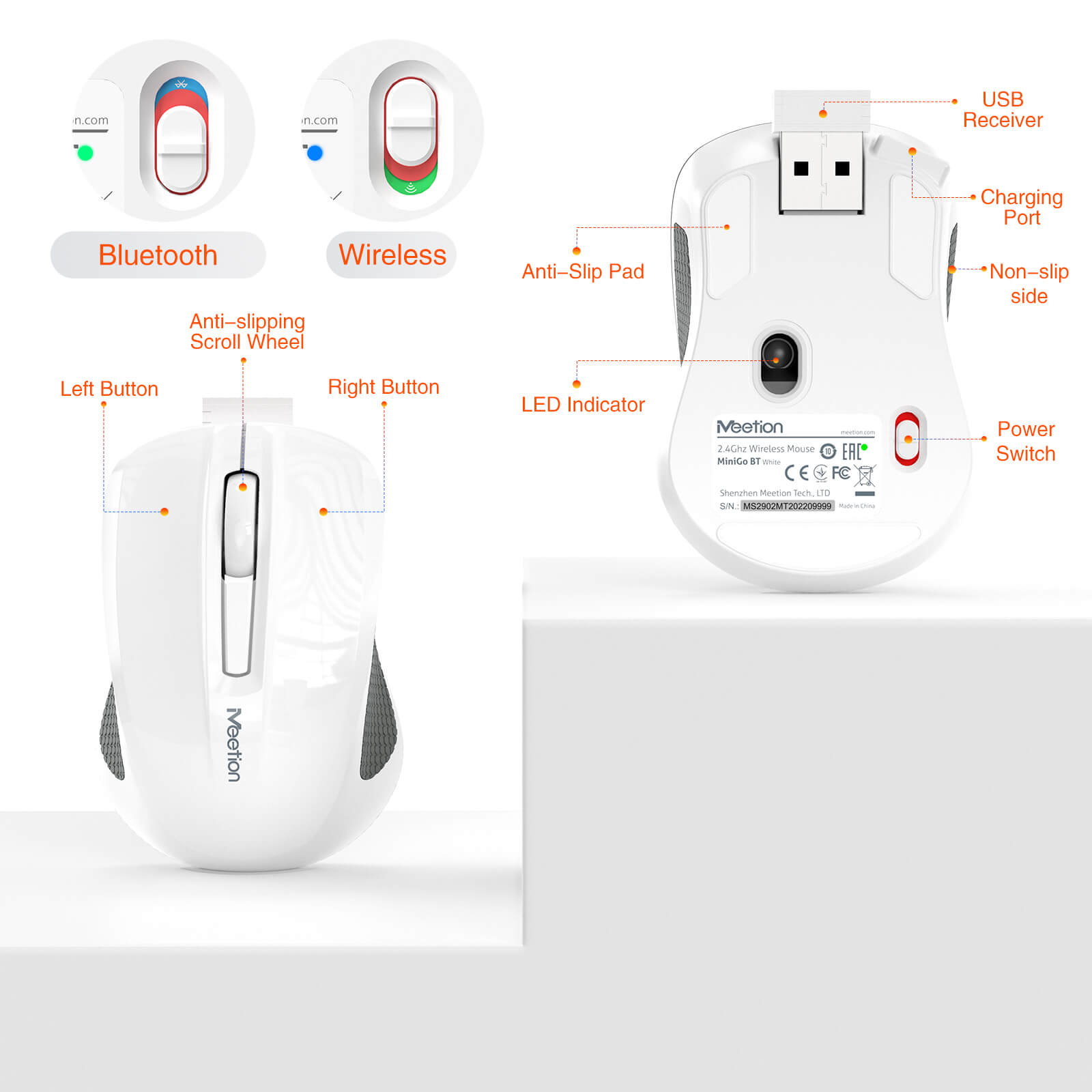MEETION MiniGo BT MINI Wireless Mouse, 2.4G+Bluetooth USB-C Rechargeable Mouse with Portable Box for Business and Travel, Portable Mouse for Laptop iPad Tablets MEETION MiniGo BT MINI Wireless Mouse, 2.4G+Bluetooth USB-C Rechargeable Mouse with Portable Box for Business and Travel, Portable Mouse for Laptop iPad Tablets