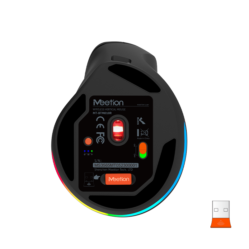 MEETION Right-handed BTM010R Ergonomic Mouse, Wireless Vertical Mouse RGB Backlit Rechargeable Mice for Bluetooth(5.2 + 3.0) & USB-A with USB-C Adapter 4 Adjustable DPI for Mac/Windows/Android/PC/Tablet/iPad MEETION Right-handed BTM010R Ergonomic Mouse, Wireless Vertical Mouse RGB Backlit Rechargeable Mice for Bluetooth(5.2 + 3.0) & USB-A with USB-C Adapter 4 Adjustable DPI for Mac/Windows/Android/PC/Tablet/iPad