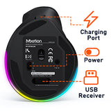 MEETION Left-handed Ergonomic Mouse BTM010L, Wireless Vertical Mouse RGB Backlit Rechargeable Mice for Bluetooth(5.2 + 3.0) & USB-A with USB-C Adapter 4 Adjustable DPI for Mac/Windows/Andriod/PC/Tablet/iPad MEETION Left-handed Ergonomic Mouse BTM010L, Wireless Vertical Mouse RGB Backlit Rechargeable Mice for Bluetooth(5.2 + 3.0) & USB-A with USB-C Adapter 4 Adjustable DPI for Mac/Windows/Andriod/PC/Tablet/iPad