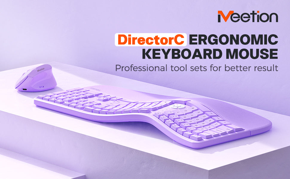 MEETION DirectorC Ergonomic Wireless Keyboard and Mouse, Ergo Keyboard with Vertical Mouse, Split Arch Keyboard with Cushioned Wrist Palm Rest, Natural Typing Rechargeable Full Size, Windows/Mac/Computer/Laptop MEETION DirectorC Ergonomic Wireless Keyboard and Mouse, Ergo Keyboard with Vertical Mouse, Split Arch Keyboard with Cushioned Wrist Palm Rest, Natural Typing Rechargeable Full Size, Windows/Mac/Computer/Laptop