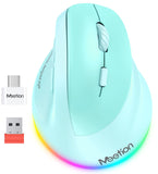 MEETION Right-handed BTM010R Ergonomic Mouse, Wireless Vertical Mouse RGB Backlit Rechargeable Mice for Bluetooth(5.2 + 3.0) & USB-A with USB-C Adapter 4 Adjustable DPI for Mac/Windows/Android/PC/Tablet/iPad MEETION Right-handed BTM010R Ergonomic Mouse, Wireless Vertical Mouse RGB Backlit Rechargeable Mice for Bluetooth(5.2 + 3.0) & USB-A with USB-C Adapter 4 Adjustable DPI for Mac/Windows/Android/PC/Tablet/iPad