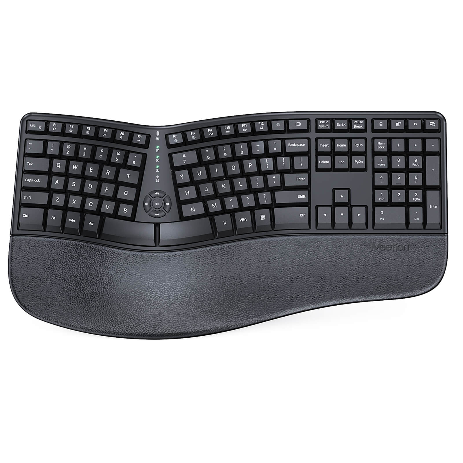 MEETION DirectorC Ergonomische kabellose Tastatur und Maus, Ergo-Tastatur mit vertikaler Maus, Split-Arch-Tastatur mit gepolsterter Handballenauflage, natürliches Tippen, wiederaufladbar, volle Größe, Windows/Mac/Computer/Laptop