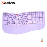 MEETION DirectorC Ergonomische kabellose Tastatur und Maus, Ergo-Tastatur mit vertikaler Maus, Split-Arch-Tastatur mit gepolsterter Handballenauflage, natürliches Tippen, wiederaufladbar, volle Größe, Windows/Mac/Computer/Laptop