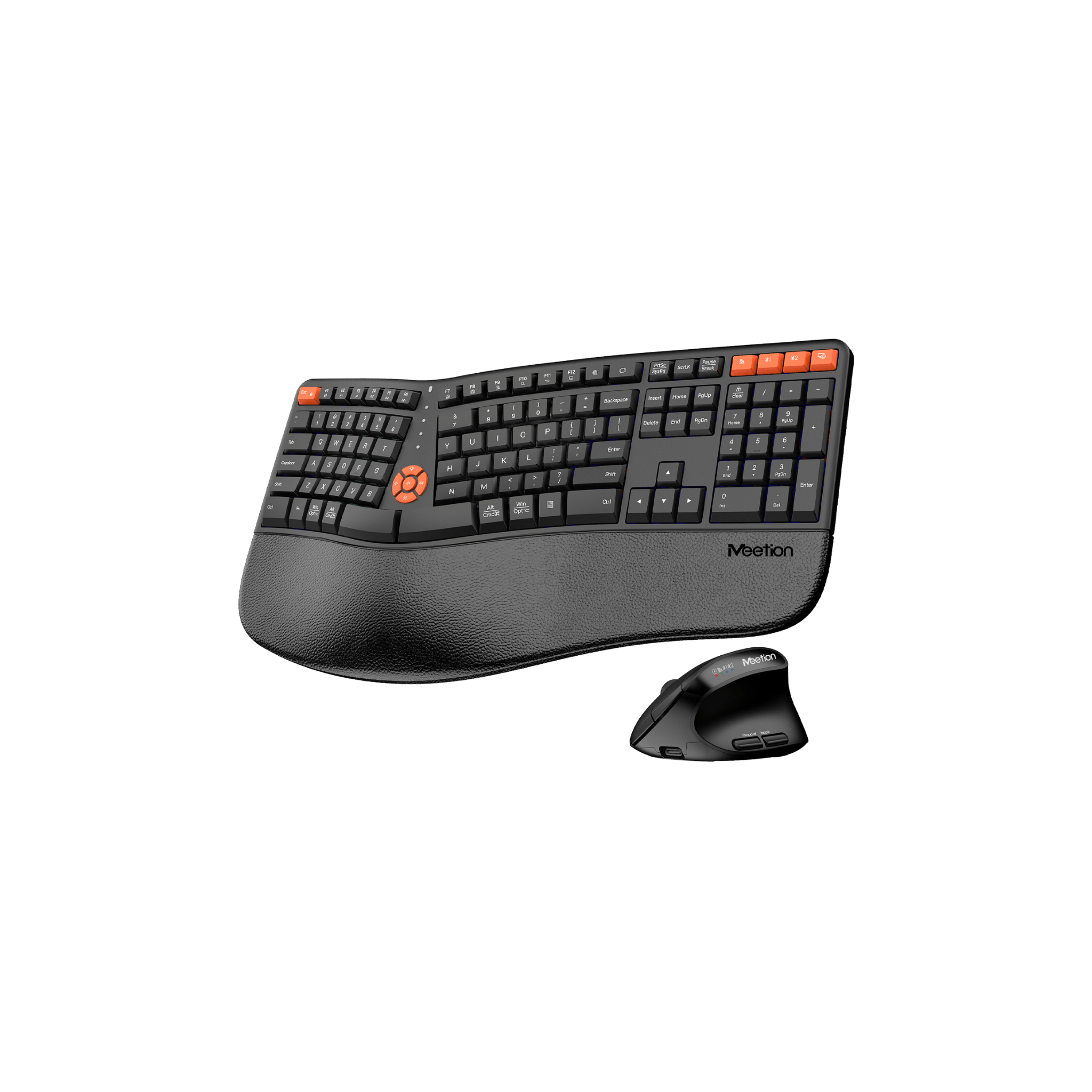 MEETION DirectorC2 Ergonomic Wireless Keyboard and Mouse, Ergo Keyboard with Vertical Mouse, Split Arch Keyboard with Cushioned Wrist Palm Rest, Natural Typing Rechargeable Full Size, Windows/Mac/Computer/Laptop