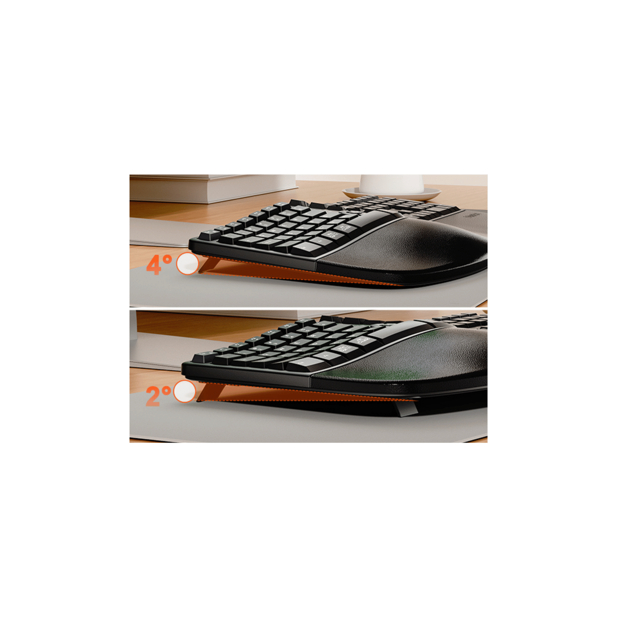 MEETION DirectorWe2 Multi Device Wireless Ergonomic Keyboard with Split Design, Palm Rest, Bluetooth and 2.4G Dual Mode, Type-C Rechargeable Silent Keys for Windows, Mac, Laptop and Tablet