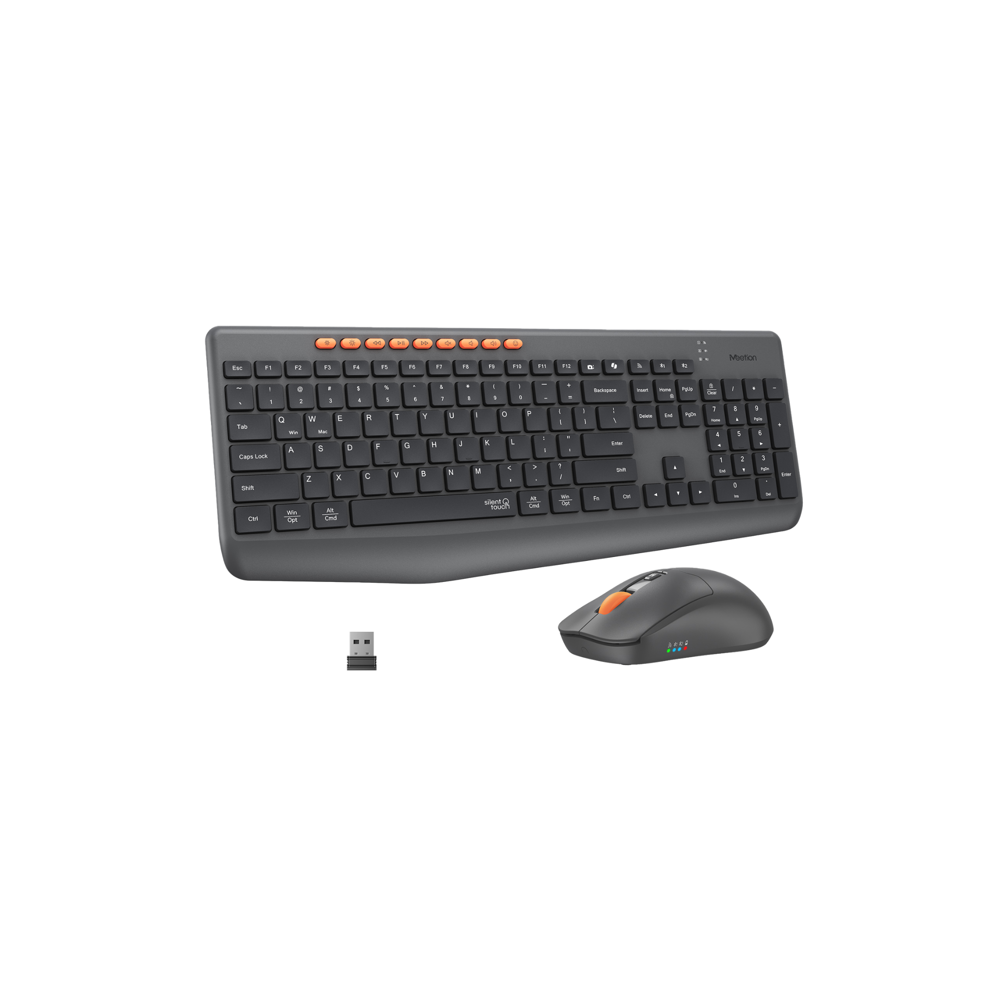 MEETION BTC4133 Wireless Keyboard and Mouse, Silent Full Size Multi-Device Bluetooth Keyboard and Mouse, 9 Multimedia Hotkeys, 3200 DPI Optical Mouse, 90% Less Noise, for Windows Mac PC Desktop Laptop, Black