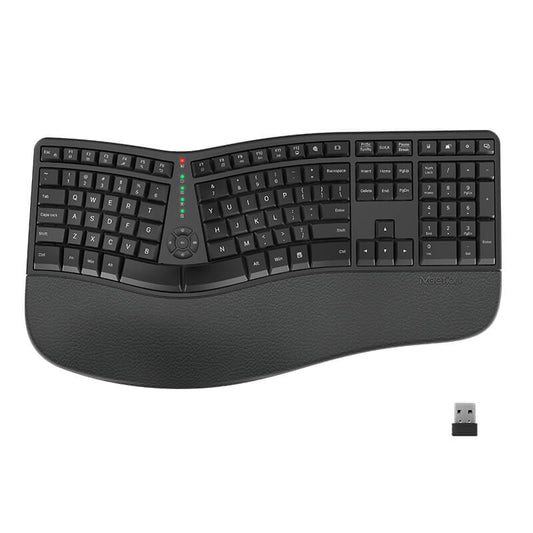 Teclado y mouse inalámbricos ergonómicos MEETION DirectorC, teclado ergonómico con mouse vertical, teclado de arco dividido con reposamuñecas acolchado, escritura natural, recargable, tamaño completo, Windows/Mac/computadora/computadora portátil