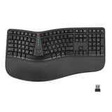MEETION DirectorC Ergonomische kabellose Tastatur und Maus, Ergo-Tastatur mit vertikaler Maus, Split-Arch-Tastatur mit gepolsterter Handballenauflage, natürliches Tippen, wiederaufladbar, volle Größe, Windows/Mac/Computer/Laptop