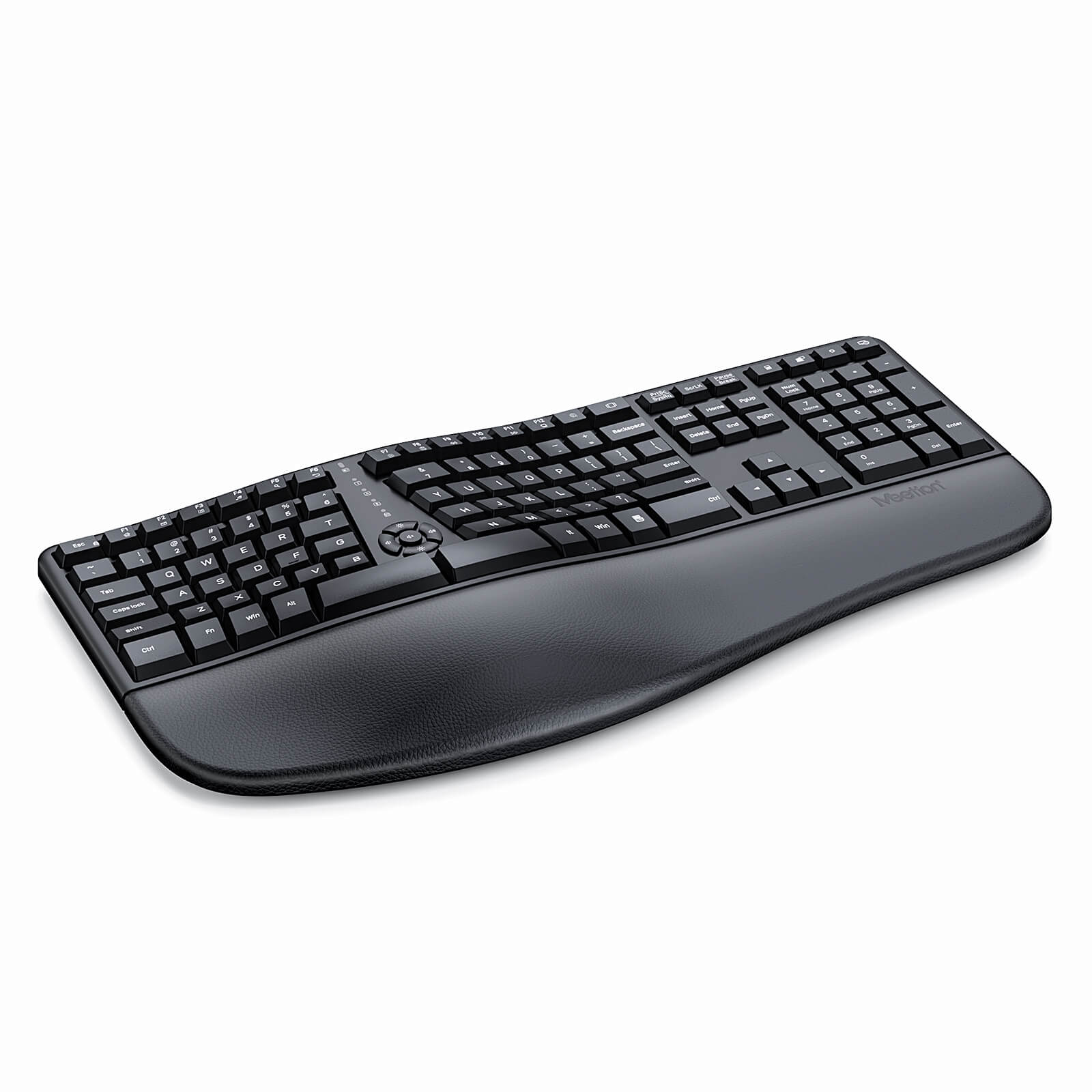 MEETION DirectorC Ergonomische kabellose Tastatur und Maus, Ergo-Tastatur mit vertikaler Maus, Split-Arch-Tastatur mit gepolsterter Handballenauflage, natürliches Tippen, wiederaufladbar, volle Größe, Windows/Mac/Computer/Laptop