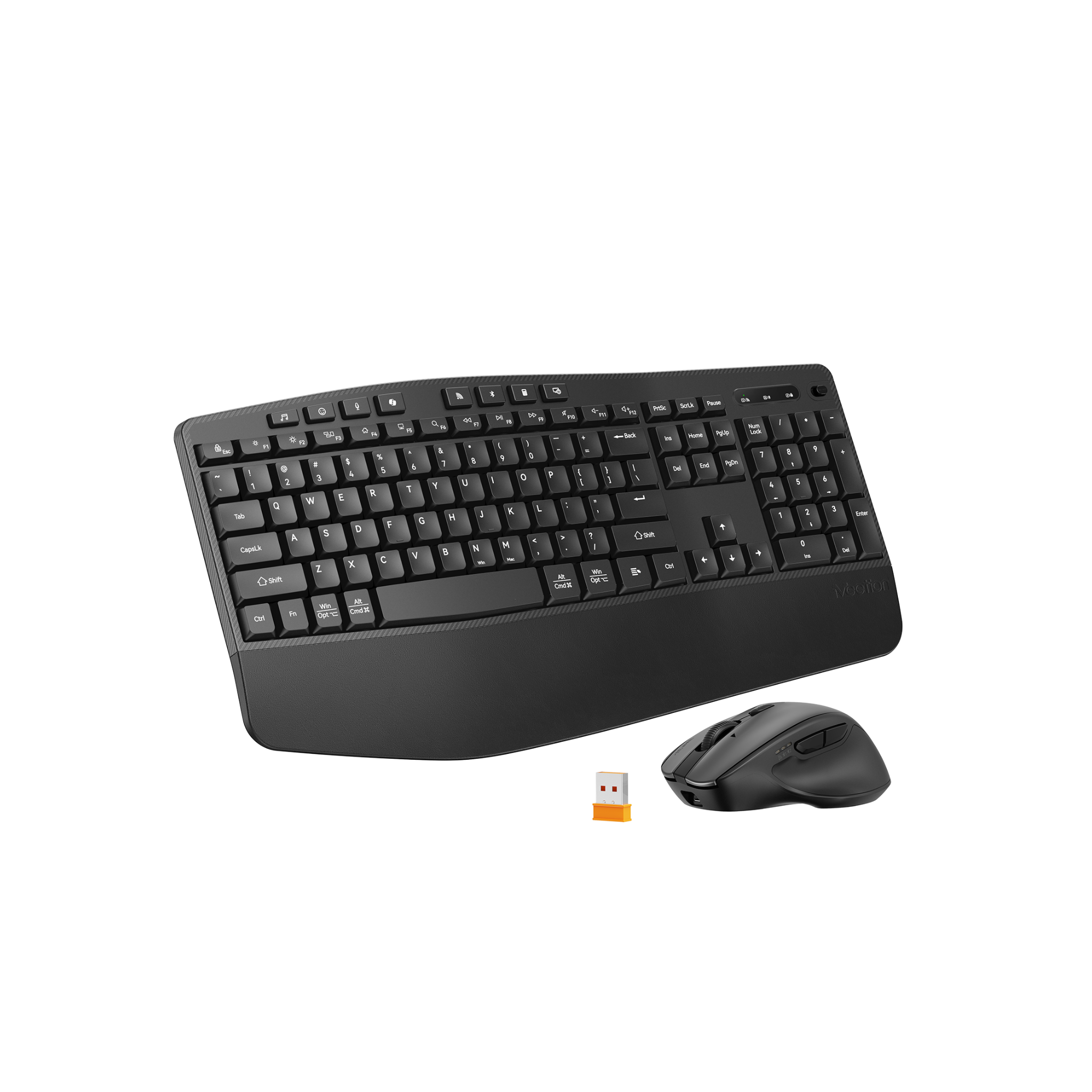 Meetion DirectorA3 Ergonomic Wireless Office Combo, Wave Shaped Keyboard, Soft Leather Palm Rest, Adjustable 4 Level DPI, Four Way Scrolling Wheel