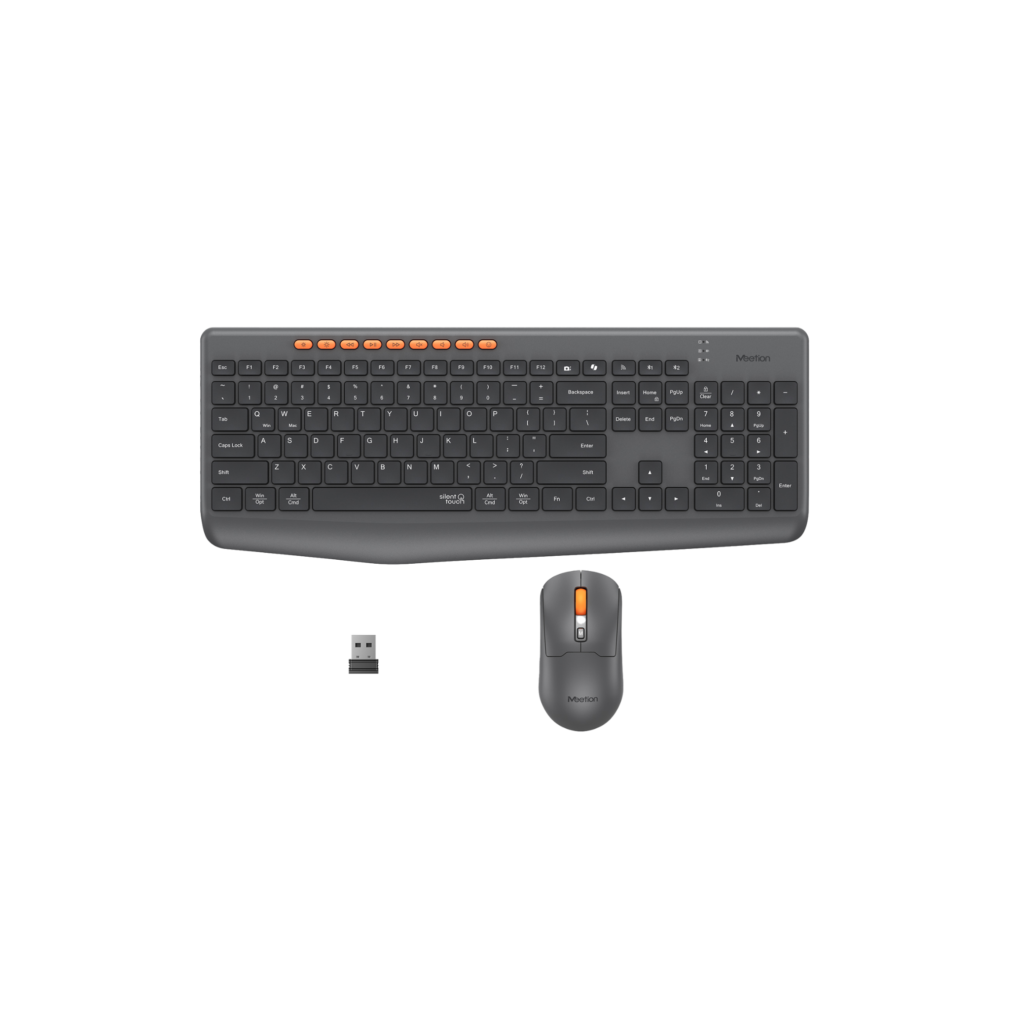 MEETION BTC4133 Wireless Keyboard and Mouse, Silent Full Size Multi-Device Bluetooth Keyboard and Mouse, 9 Multimedia Hotkeys, 3200 DPI Optical Mouse, 90% Less Noise, for Windows Mac PC Desktop Laptop, Black