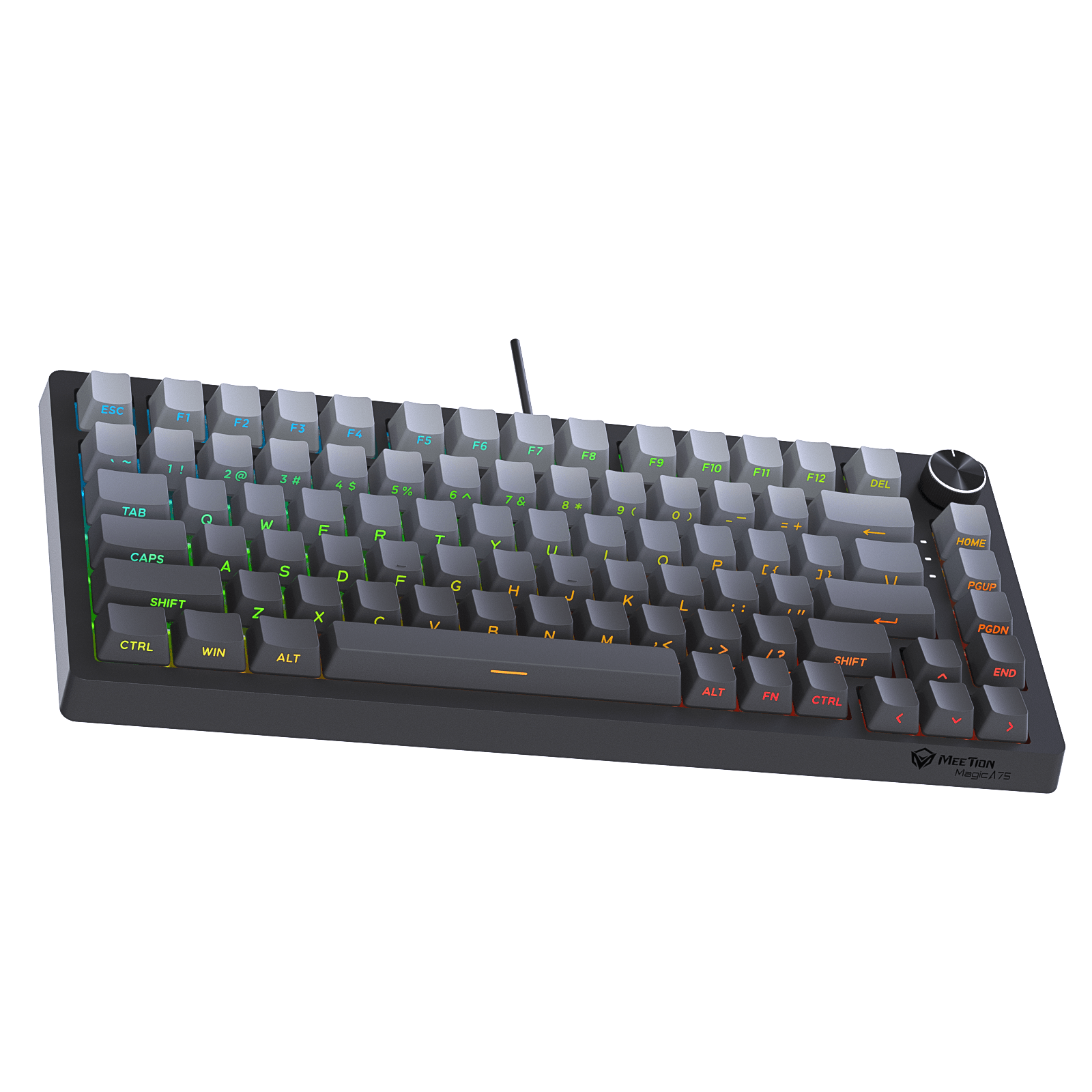 MEETION Magic A75 Pro-Grade 75% Compact Mechanical Hot-Swappable, Adjustable Feet, Magnetic Switch, Adjustable Key Sensitivity, Premium Gasket-Mount Feel, Extreme 100M-Click Durability, Side Printed Keykaps Keyboard