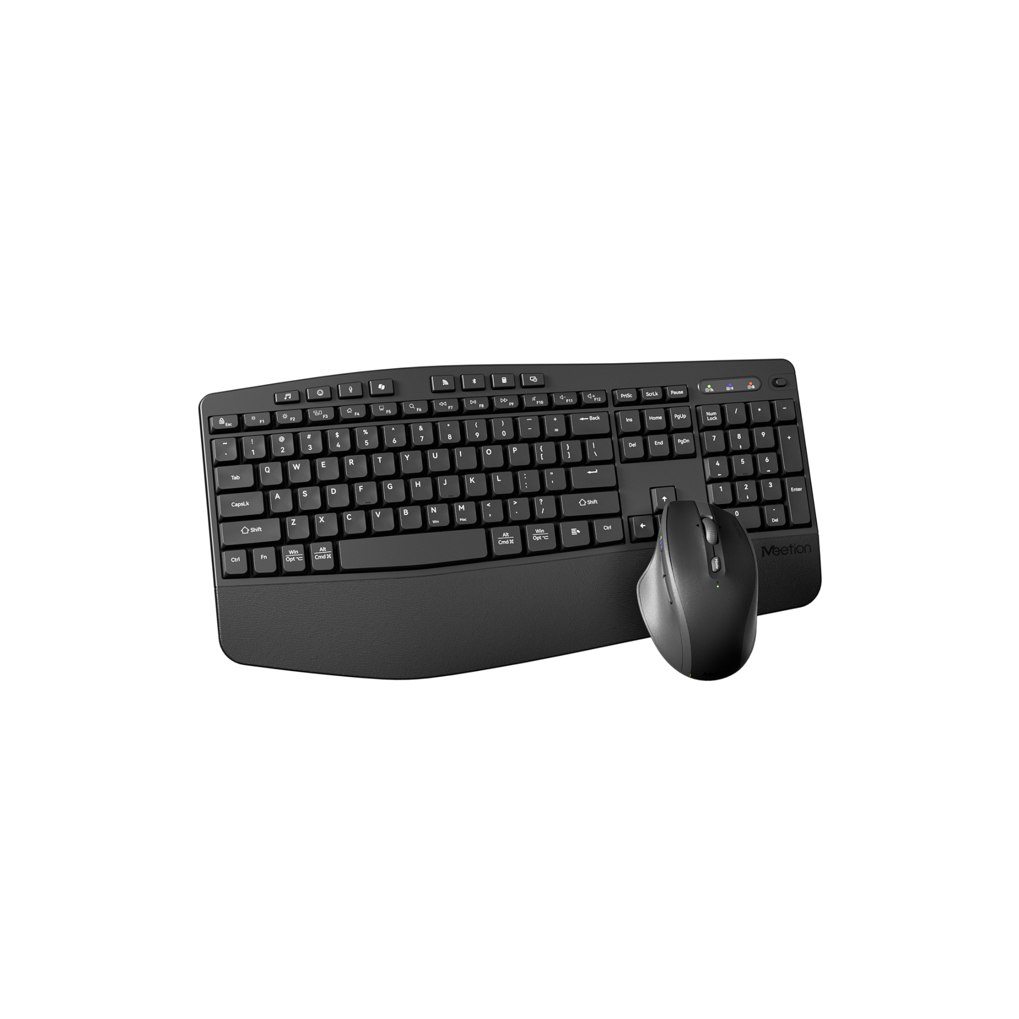 Meetion DirectorA3 Ergonomic Wireless Office Combo, Wave Shaped Keyboard, Soft Leather Palm Rest, Adjustable 4 Level DPI, Four Way Scrolling Wheel