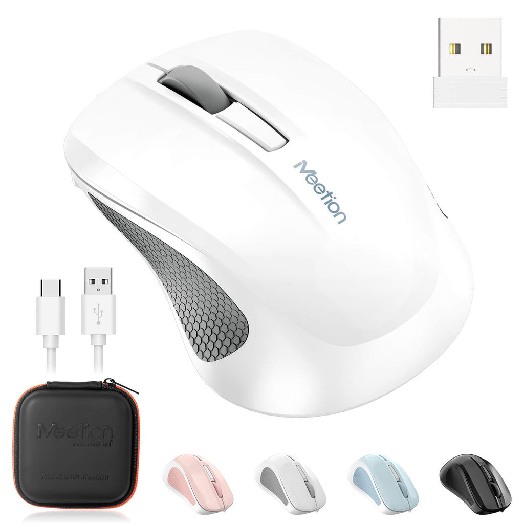 MEETION MiniGo BT MINI Wireless Mouse, 2.4G+Bluetooth USB-C Rechargeab ...
