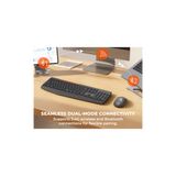 MEETION BTC4133 Wireless Keyboard and Mouse, Silent Full Size Multi-Device Bluetooth Keyboard and Mouse, 9 Multimedia Hotkeys, 3200 DPI Optical Mouse, 90% Less Noise, for Windows Mac PC Desktop Laptop, Black