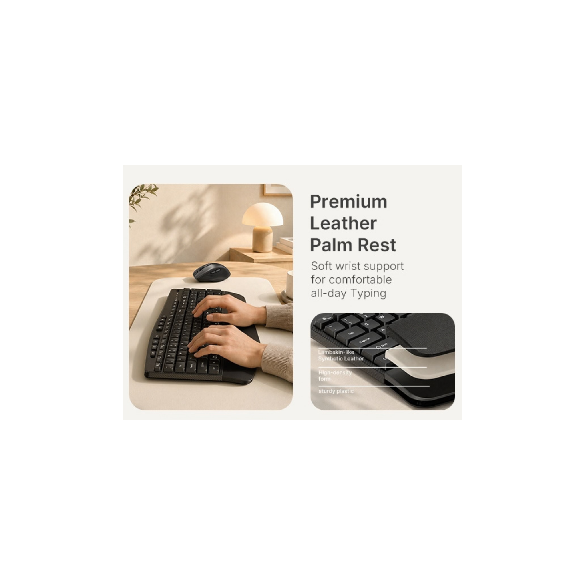 Meetion DirectorA3 Ergonomic Wireless Office Combo, Wave Shaped Keyboard, Soft Leather Palm Rest, Adjustable 4 Level DPI, Four Way Scrolling Wheel