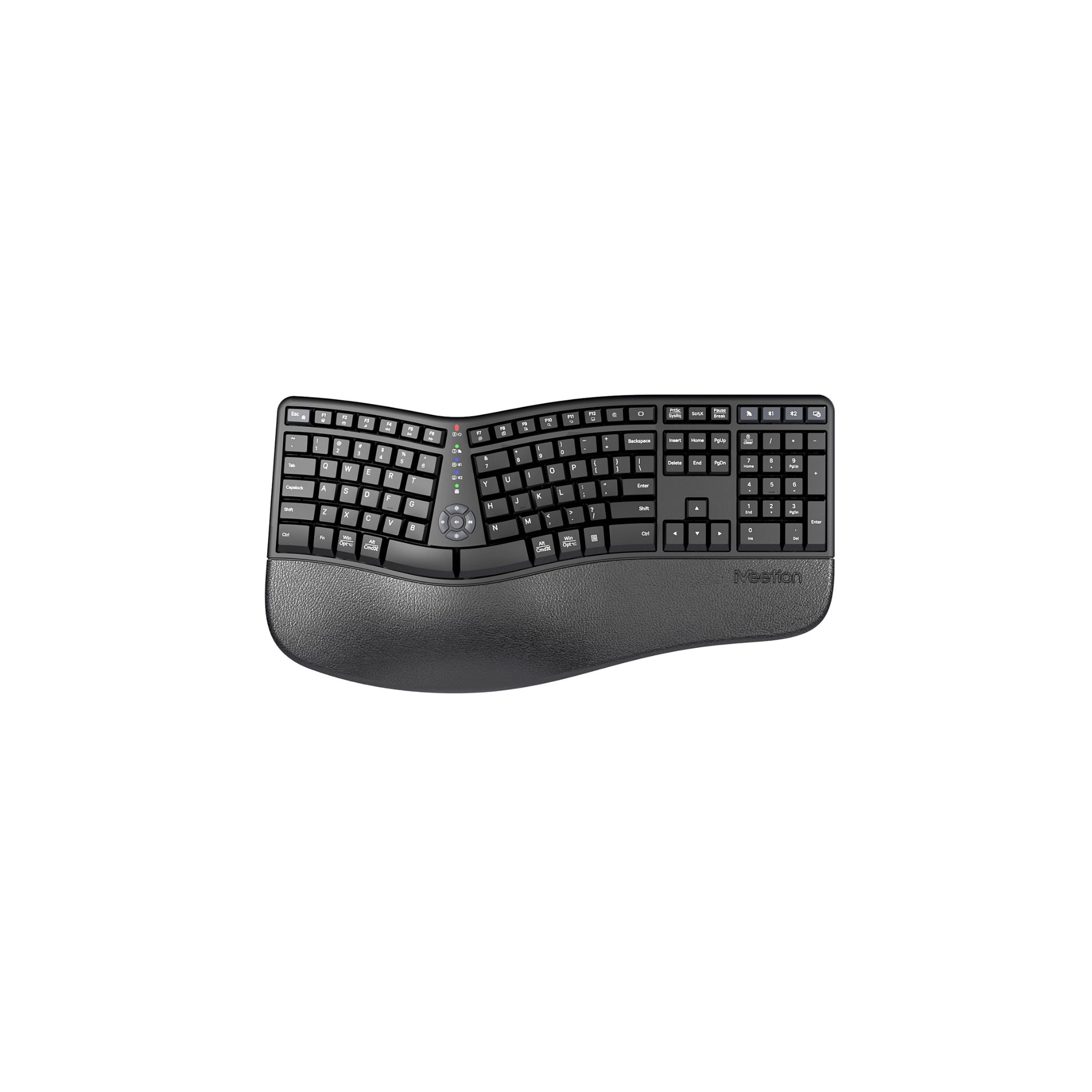 MEETION DirectorWe2 Multi Device Wireless Ergonomic Keyboard with Split Design, Palm Rest, Bluetooth and 2.4G Dual Mode, Type-C Rechargeable Silent Keys for Windows, Mac, Laptop and Tablet