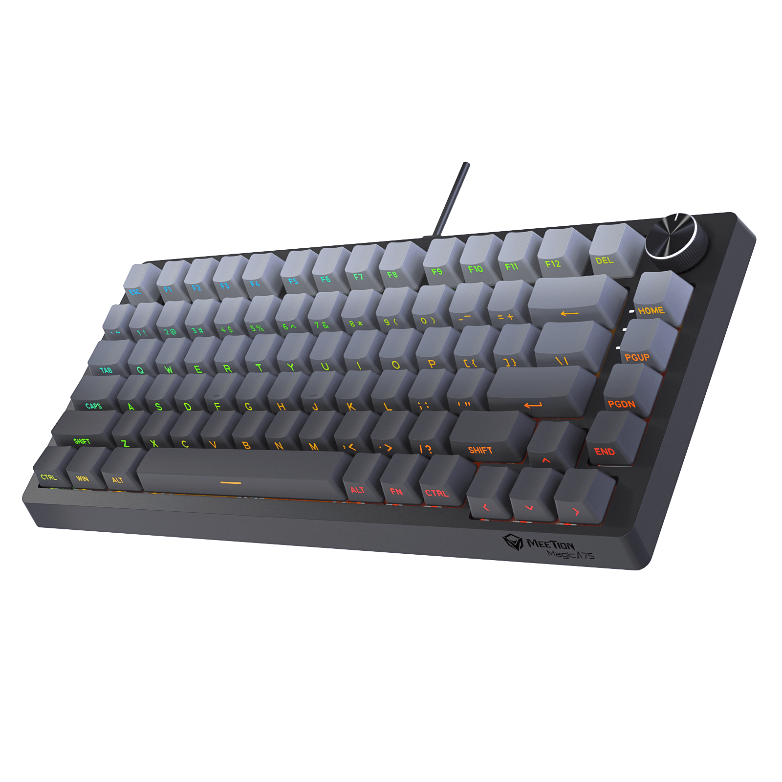 MEETION Magic A75 Pro-Grade 75% Compact Mechanical Hot-Swappable, Adjustable Feet, Magnetic Switch, Adjustable Key Sensitivity, Premium Gasket-Mount Feel, Extreme 100M-Click Durability, Side Printed Keykaps Keyboard