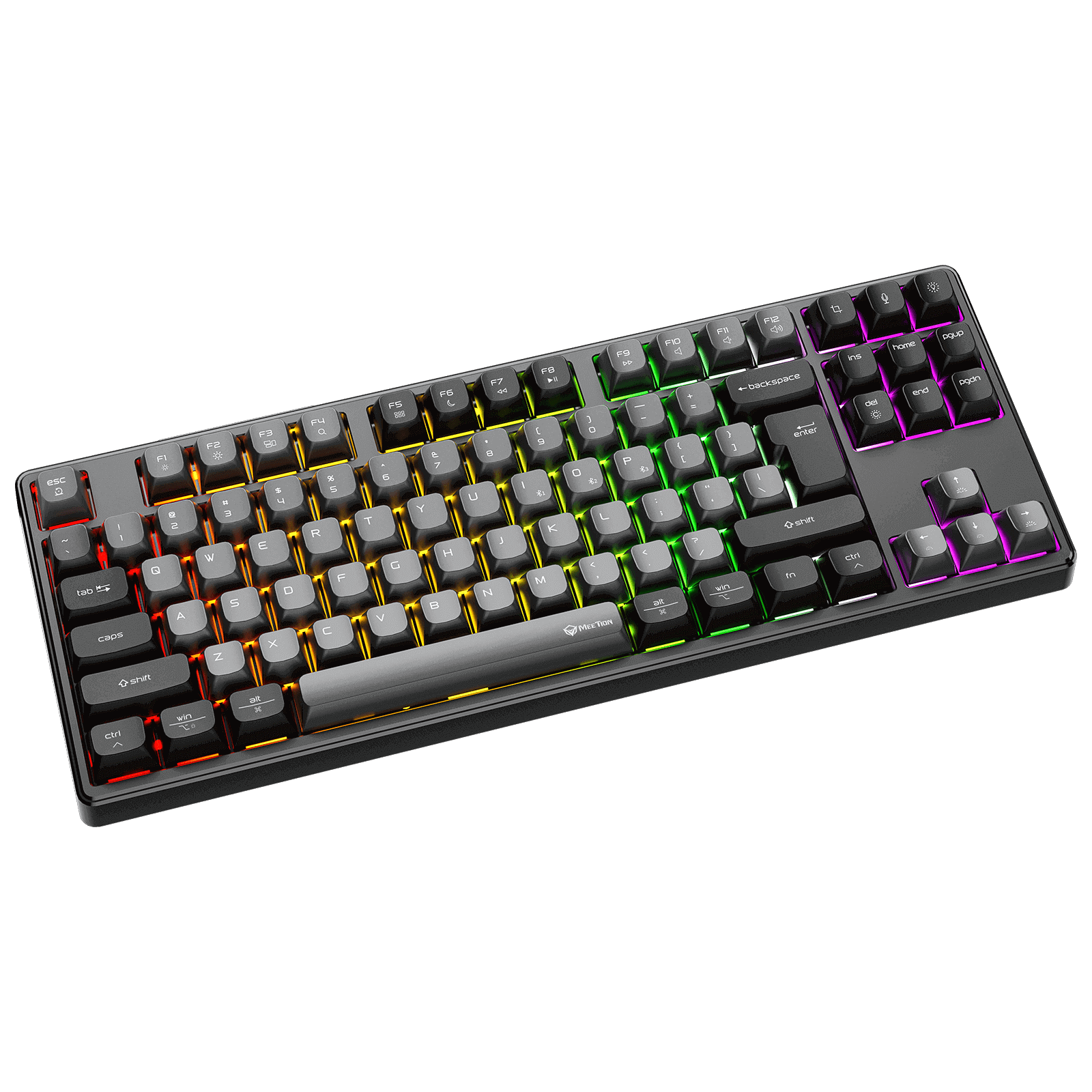 MEETION MK14 87% RGB 22 color DIY Mechanical Keyboard, 87 Keys Hot Swappable 3pin/5pin Switch, Programmable Triple Mode Bluetooth 5.0/USB-C Wired/2.4GHz Wireless Customizable Switch Keyboard