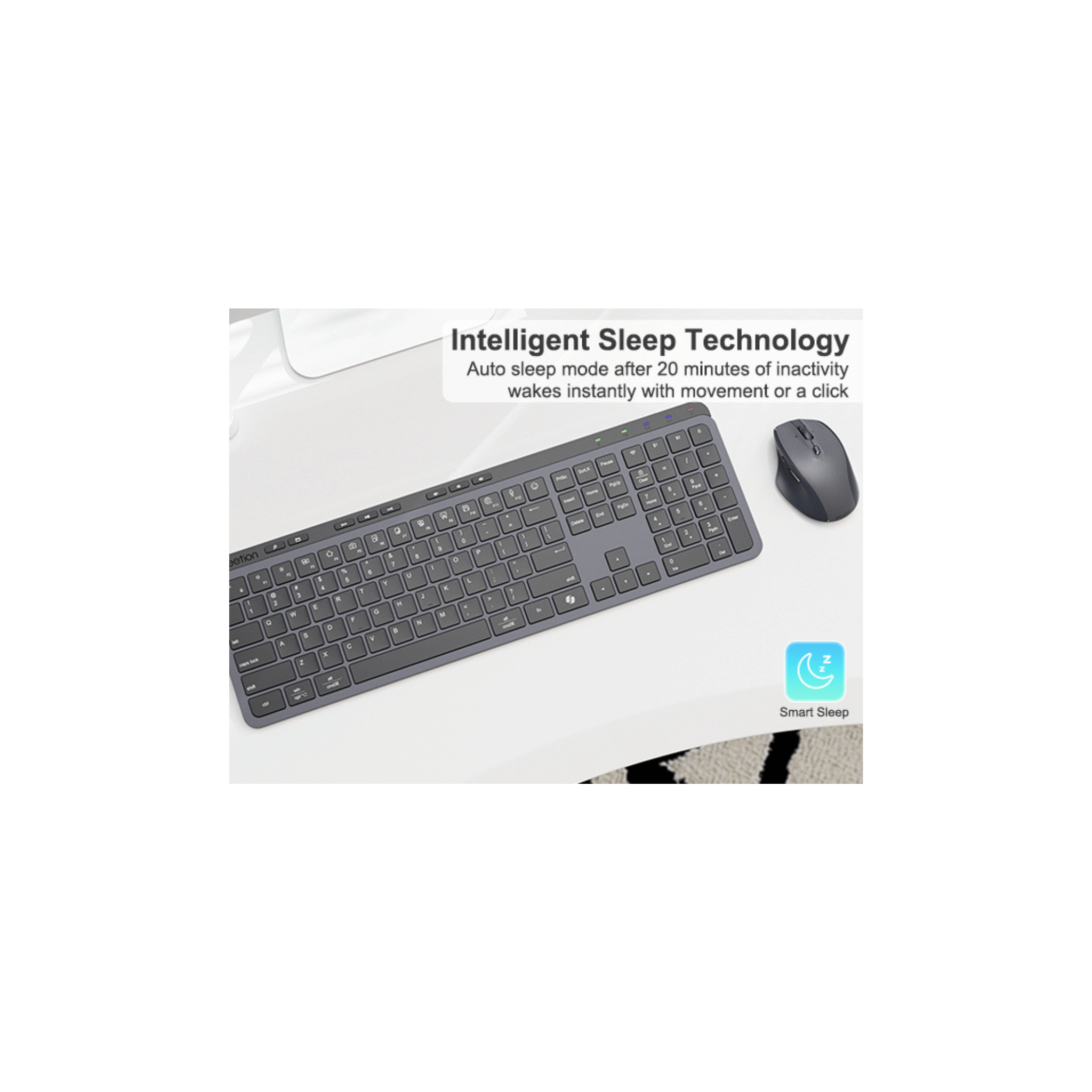 MEETION WK330 Dual-Mode Wireless Keyboard, 2.4G USB & Bluetooth, Ultra-Slim Full-Size Silent Keyboard, Type-C Rechargeable, for Windows Mac iOS Android