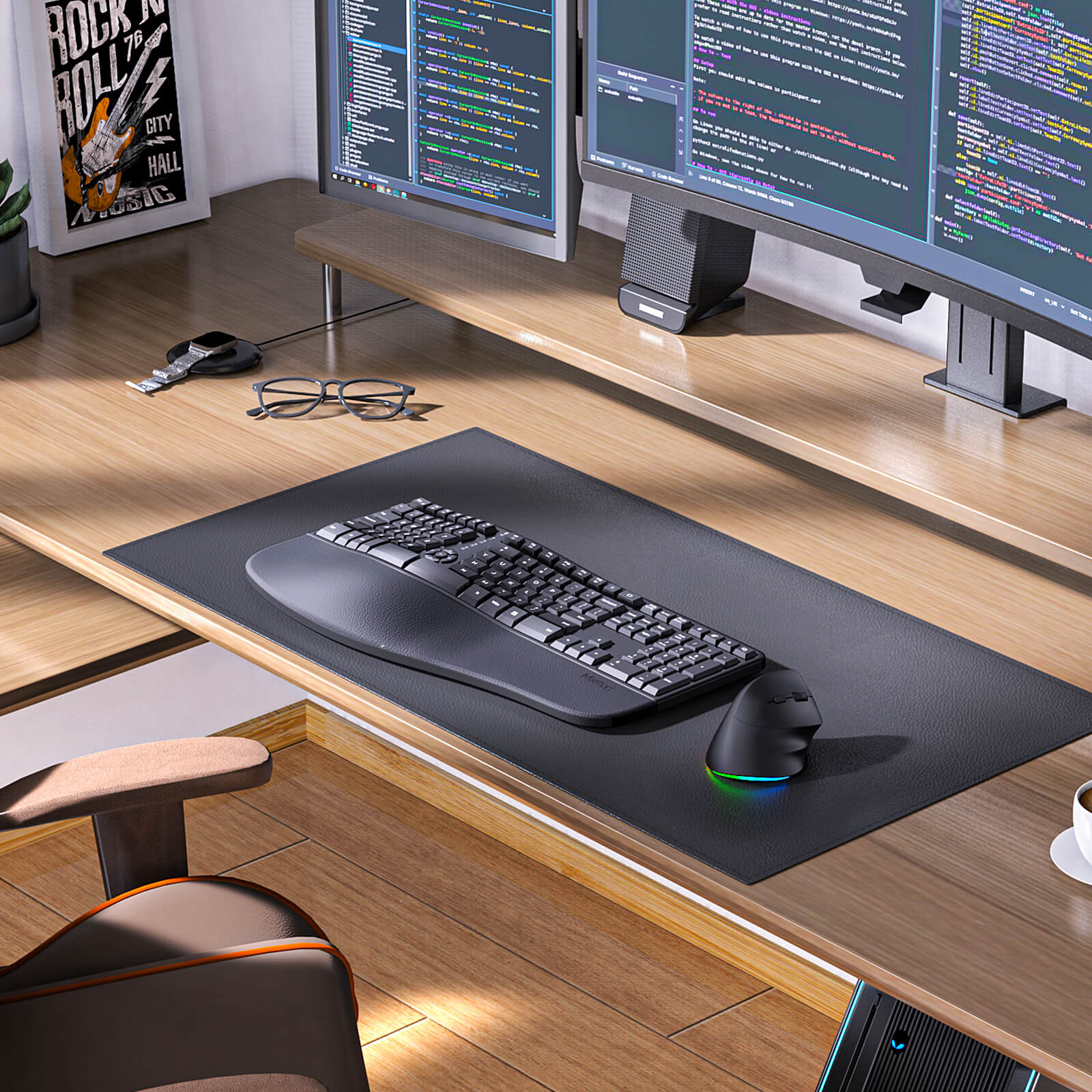 MEETION DirectorC Ergonomische kabellose Tastatur und Maus, Ergo-Tastatur mit vertikaler Maus, Split-Arch-Tastatur mit gepolsterter Handballenauflage, natürliches Tippen, wiederaufladbar, volle Größe, Windows/Mac/Computer/Laptop