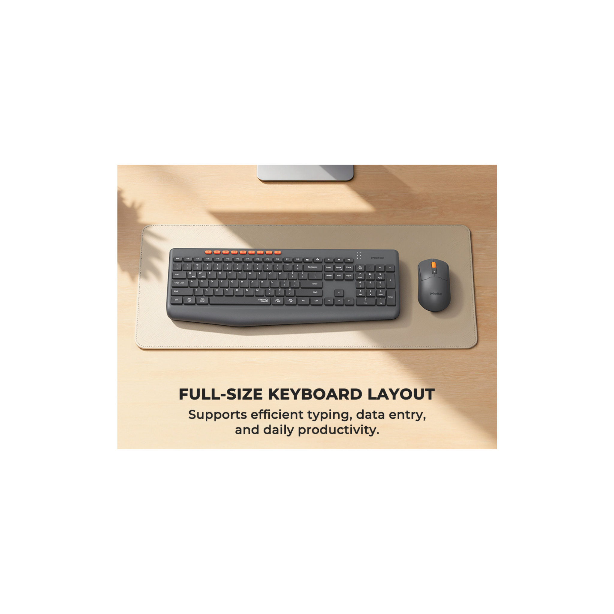 MEETION BTC4133 Wireless Keyboard and Mouse, Silent Full Size Multi-Device Bluetooth Keyboard and Mouse, 9 Multimedia Hotkeys, 3200 DPI Optical Mouse, 90% Less Noise, for Windows Mac PC Desktop Laptop, Black