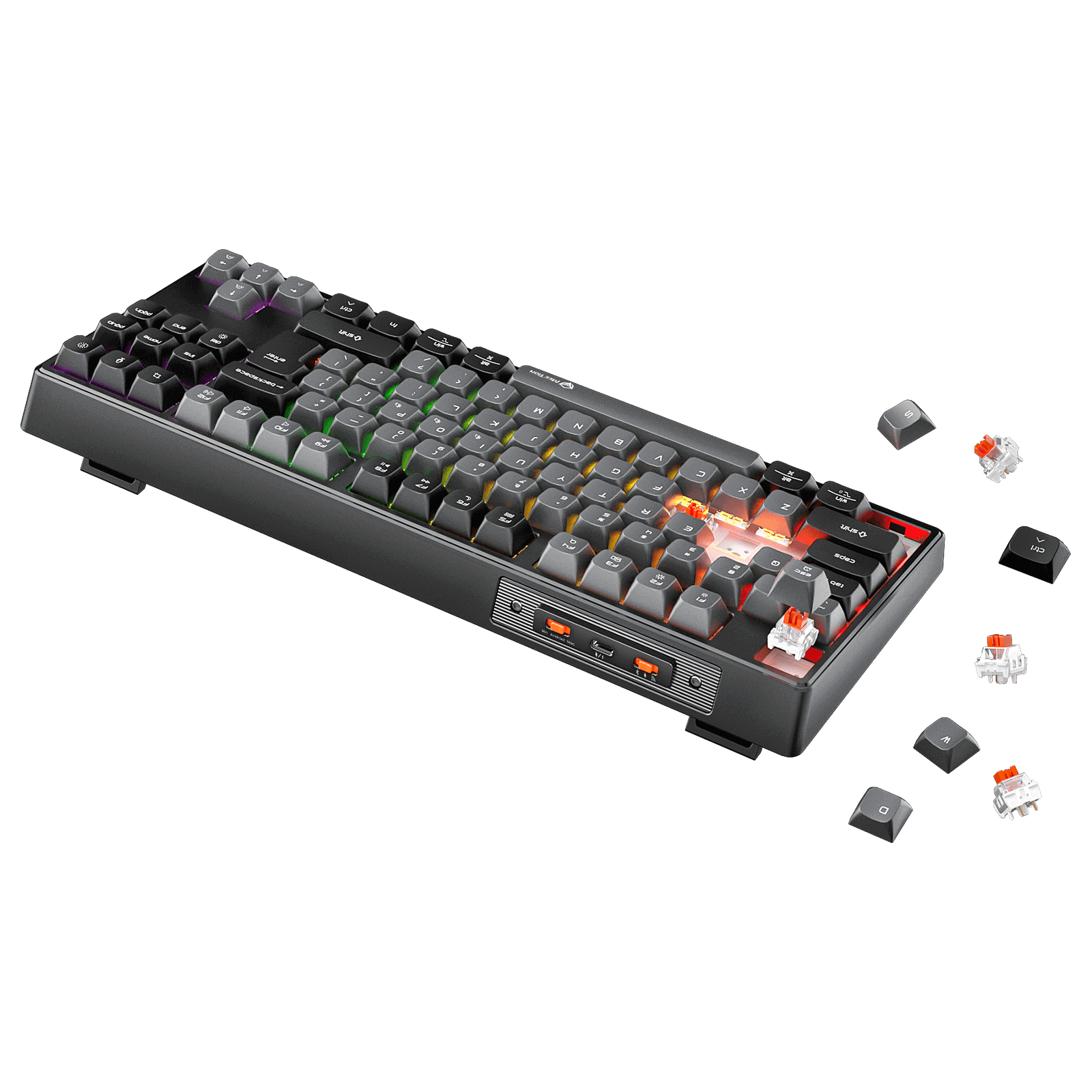 MEETION MK14 87% RGB 22 color DIY Mechanical Keyboard, 87 Keys Hot Swappable 3pin/5pin Switch, Programmable Triple Mode Bluetooth 5.0/USB-C Wired/2.4GHz Wireless Customizable Switch Keyboard