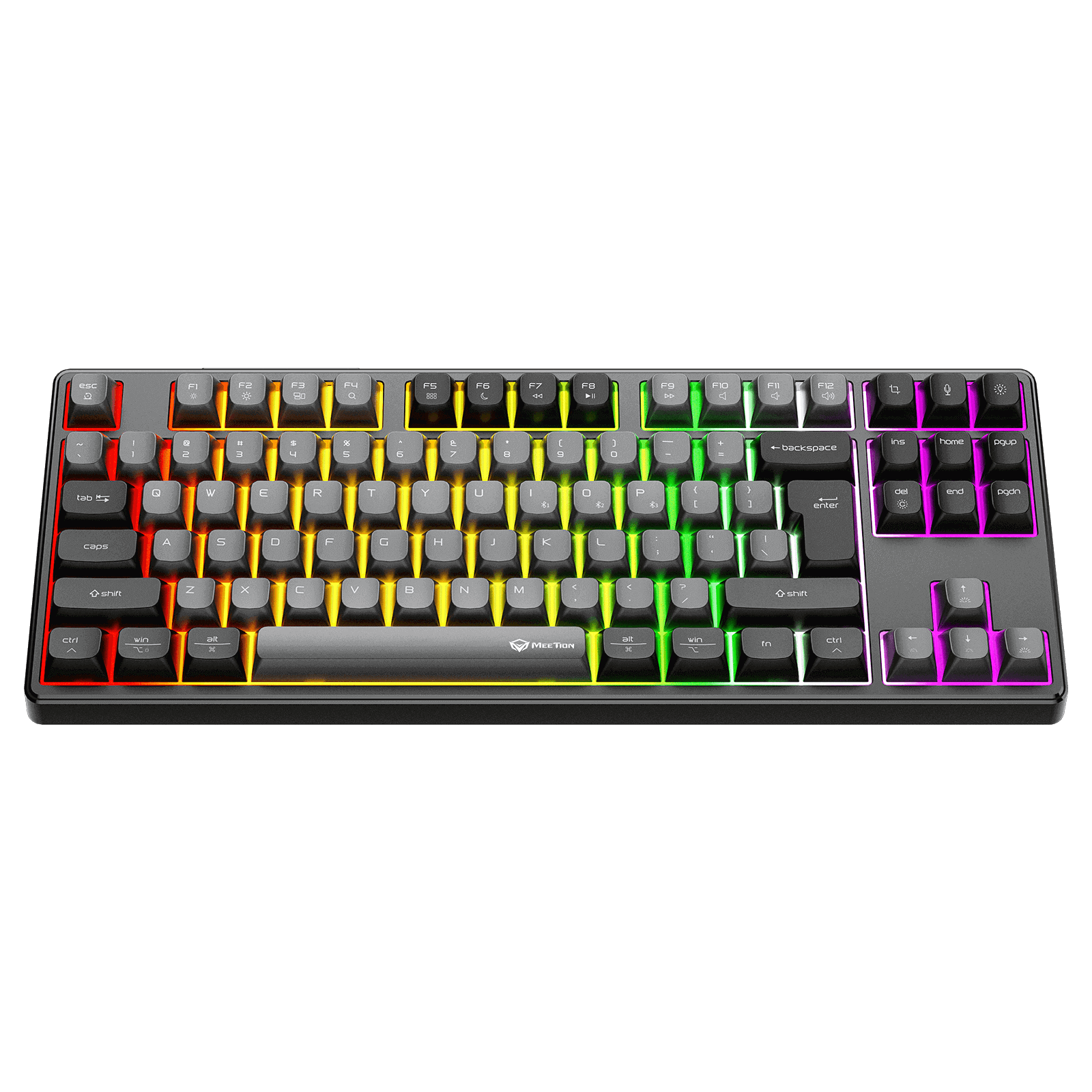 MEETION MK14 87% RGB 22 color DIY Mechanical Keyboard, 87 Keys Hot Swappable 3pin/5pin Switch, Programmable Triple Mode Bluetooth 5.0/USB-C Wired/2.4GHz Wireless Customizable Switch Keyboard