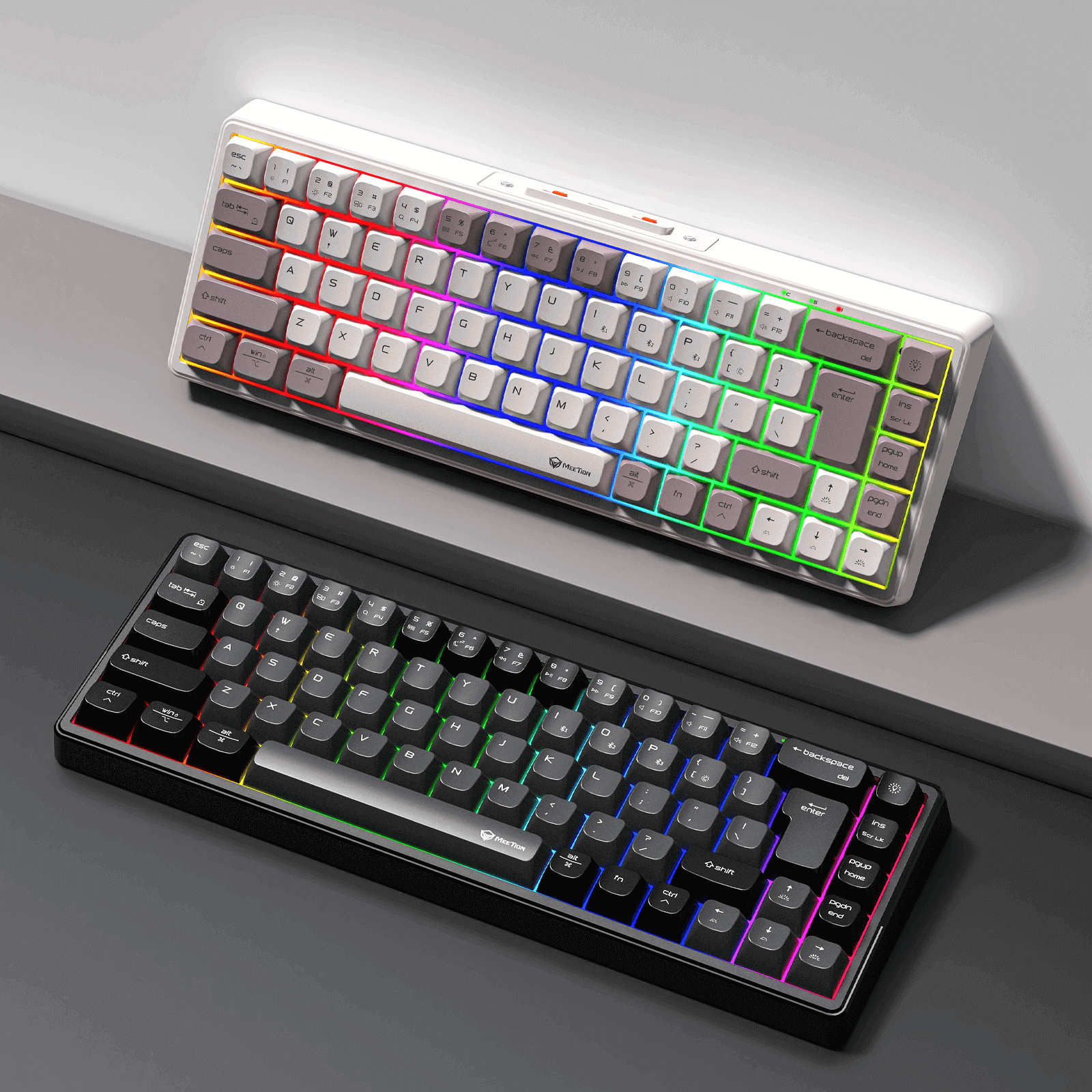 MEETION MK12 65% RGB 22 color DIY Mechanical Keyboard, 68 Keys Hot Swappable 3pin/5pin Switch, Programmable Triple Mode Bluetooth 5.0/USB-C Wired/2.4GHz Wireless Customizable Switch Keyboard