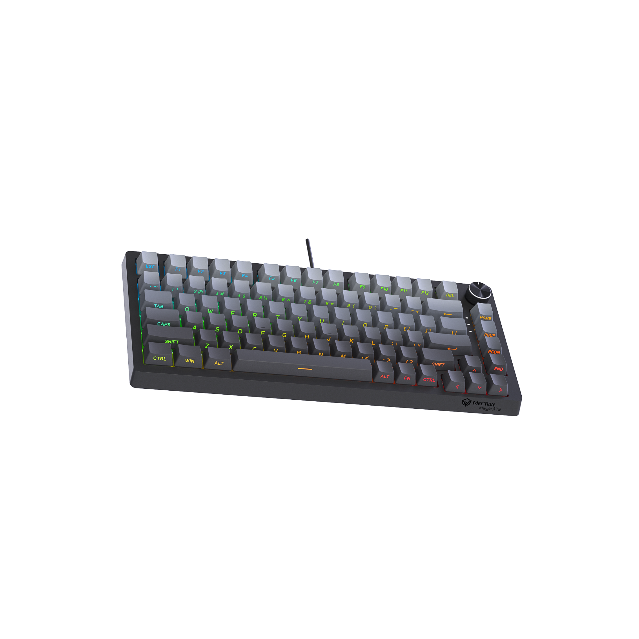 MEETION Magic A75 Pro-Grade 75% Compact Mechanical Hot-Swappable, Adjustable Feet, Magnetic Switch, Adjustable Key Sensitivity, Premium Gasket-Mount Feel, Extreme 100M-Click Durability, Side Printed Keykaps Keyboard