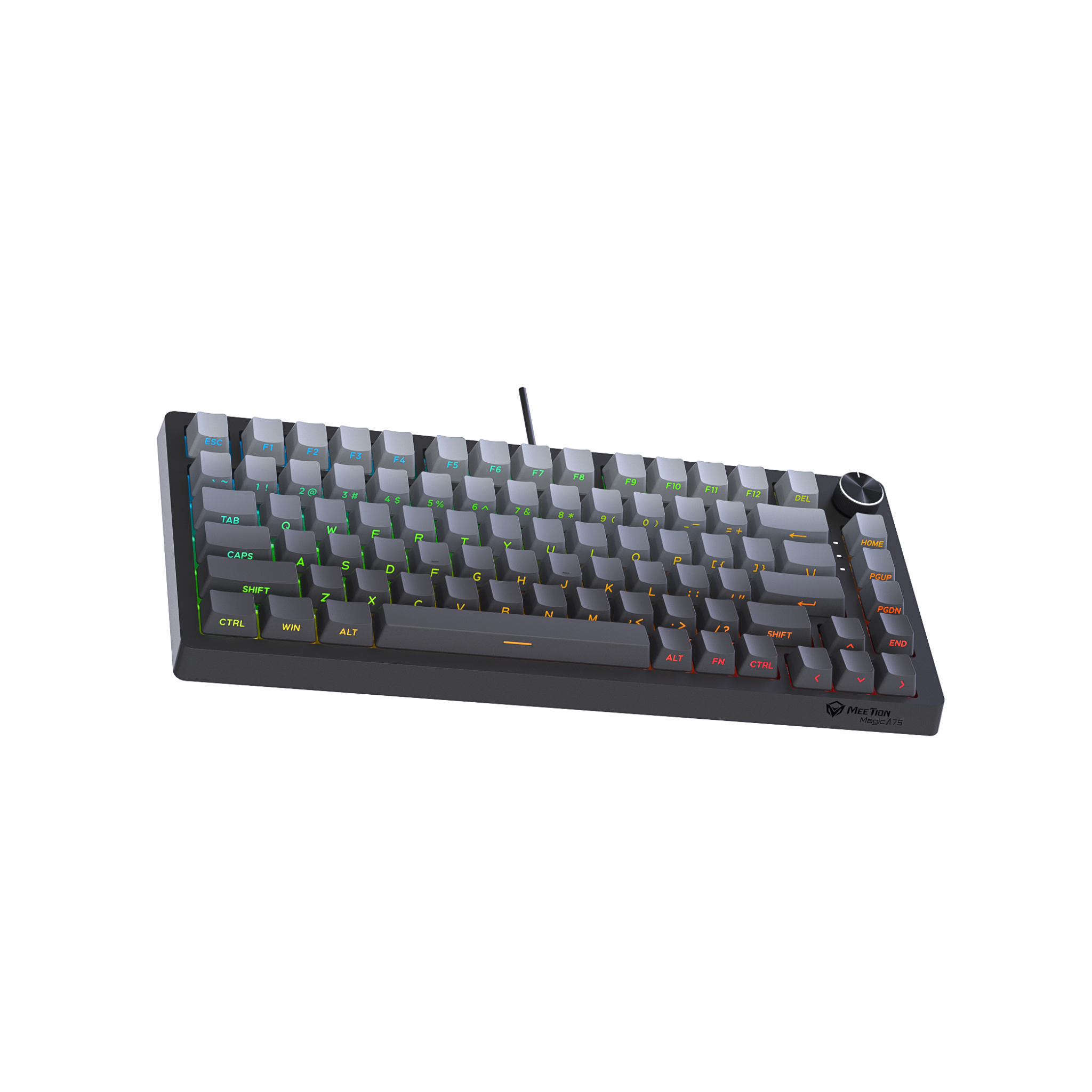 MEETION Magic A75 Pro-Grade 75% Compact Mechanical Hot-Swappable, Adjustable Feet, Magnetic Switch, Adjustable Key Sensitivity, Premium Gasket-Mount Feel, Extreme 100M-Click Durability, Side Printed Keykaps Keyboard